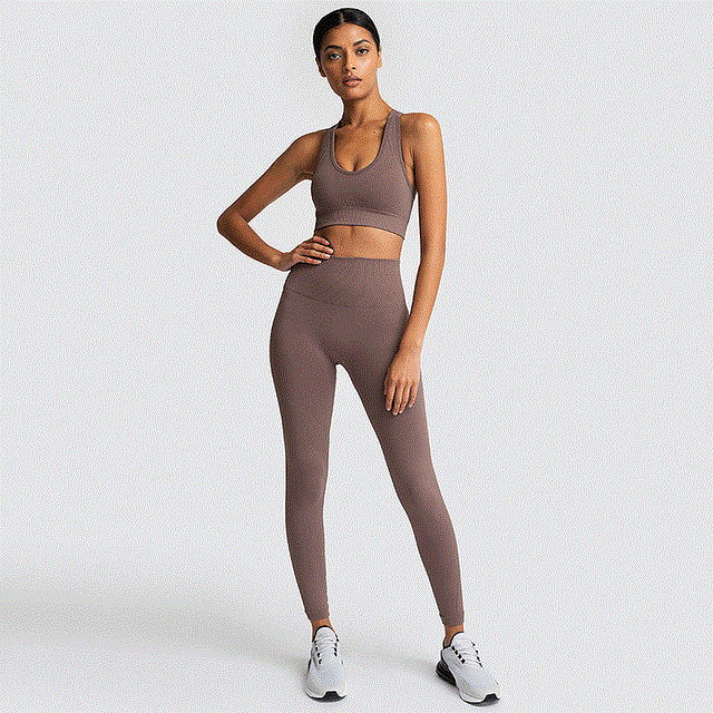 2021 High quality Women's Seamless Yoga Suit Sportswear Fitness Suit Sports Bra Leggings 2 Piece Sets Gym Clothes