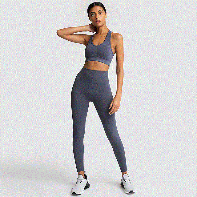 2021 High quality Women's Seamless Yoga Suit Sportswear Fitness Suit Sports Bra Leggings 2 Piece Sets Gym Clothes