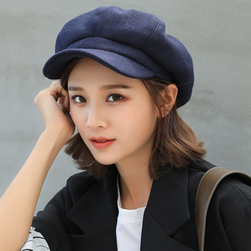 2021 High quality Women Solid Plain Octagonal Newsboy Cap Men Ladies Casual Wool Hat Winter Beret Women Painter Cap