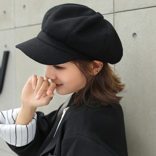2021 High quality Women Solid Plain Octagonal Newsboy Cap Men Ladies Casual Wool Hat Winter Beret Women Painter Cap