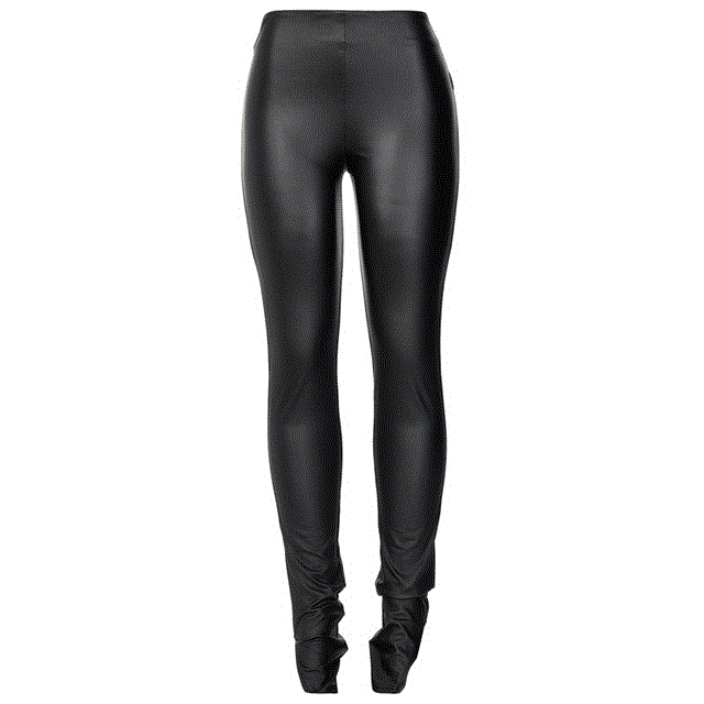 2021 High quality Simenual Skinny Mid Waist Faux PU Leather Pencil Pants Side Slit Women Fall  Fashion Clothing Long Bodycon Trousers Clubwear