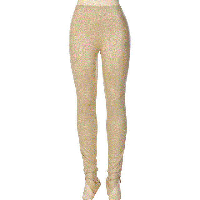 2021 High quality Simenual Skinny Mid Waist Faux PU Leather Pencil Pants Side Slit Women Fall  Fashion Clothing Long Bodycon Trousers Clubwear