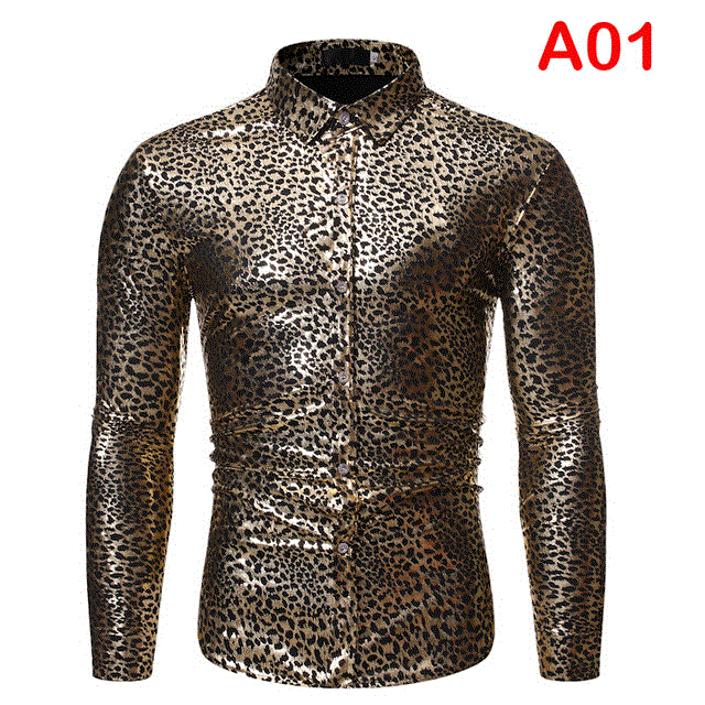 2021 High quality Gold Zebra Print Disco Shirt  Brand New Slim Fit Long Sleeve Mens Dress Shirts