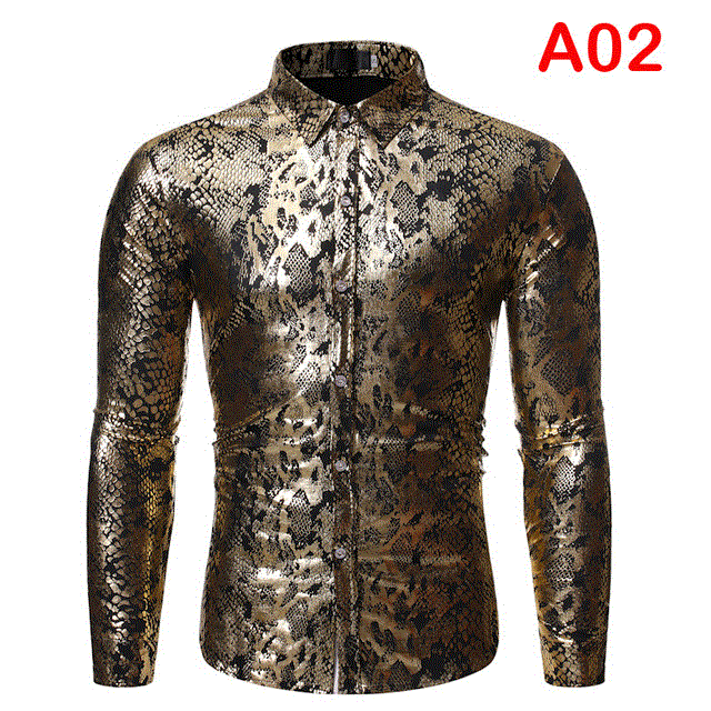2021 High quality Gold Zebra Print Disco Shirt  Brand New Slim Fit Long Sleeve Mens Dress Shirts