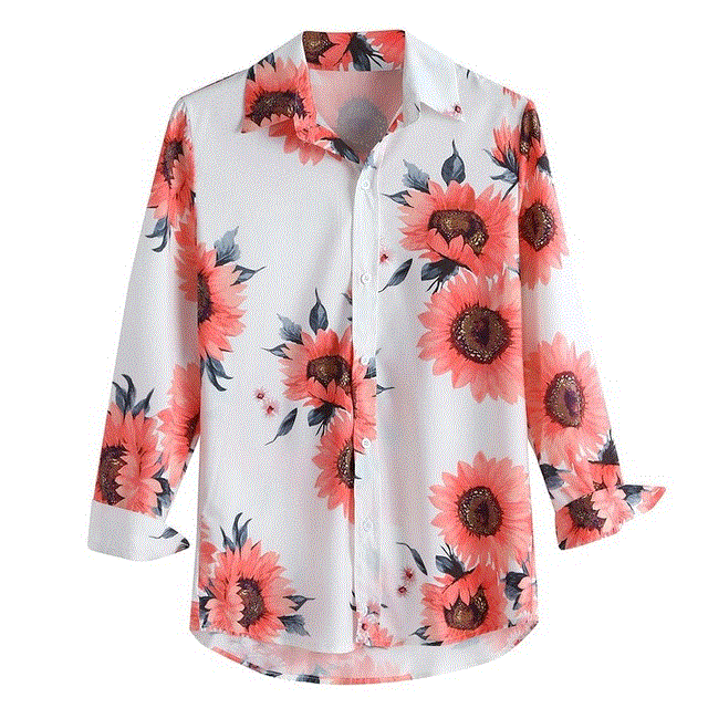 2021 High quality New Men's Floral Shirt Long Sleeve Casual Shirt Fashion Rose Flower 3D Printed Turn-down Collar Slim Fit Shirt For Mens Clothing