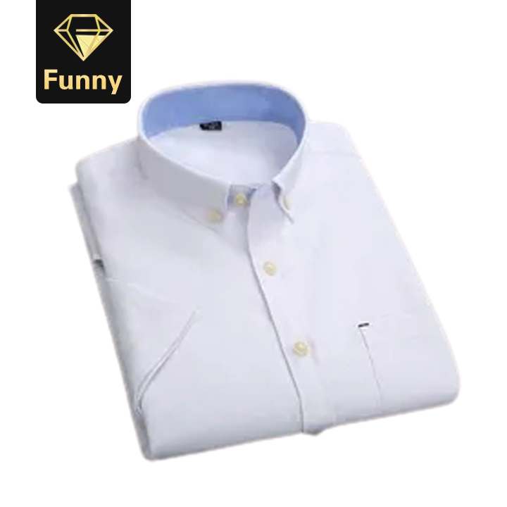 2021 High quality Men Fabric Shirts Turn Down Collar Front Button Short Sleeve Summer Shirts