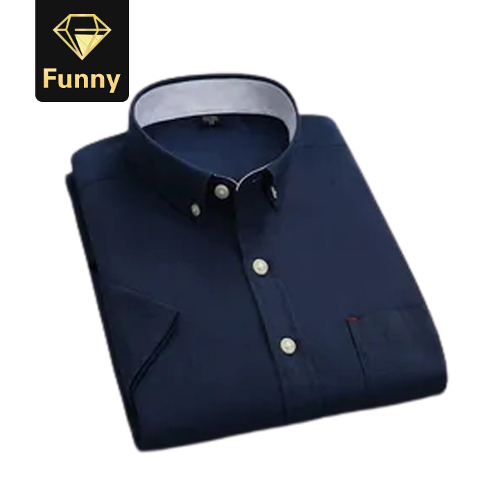 2021 High quality Men Fabric Shirts Turn Down Collar Front Button Short Sleeve Summer Shirts