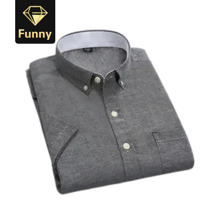 2021 High quality Men Fabric Shirts Turn Down Collar Front Button Short Sleeve Summer Shirts