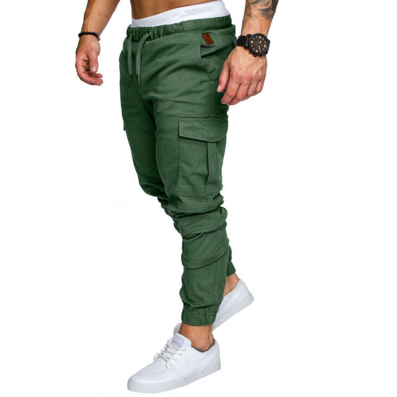 2021 High quality Men Sweatpants Casual Male Sportswear Solid Multi-pocket Cargo Trousers   Pants