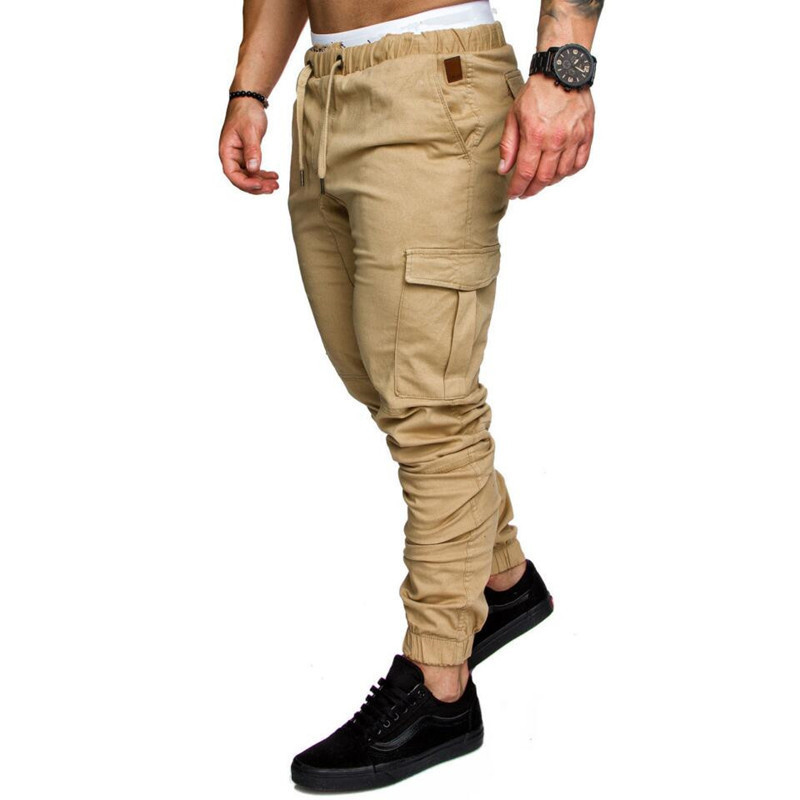 2021 High quality Men Sweatpants Casual Male Sportswear Solid Multi-pocket Cargo Trousers   Pants