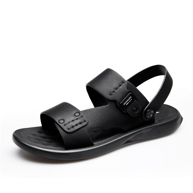 2021 High quality Misalwa School Young Men PU Leather Sandals Latex Soft Healthy Massage Slippers Casual Boy Simple Style All Match Shoes Summer