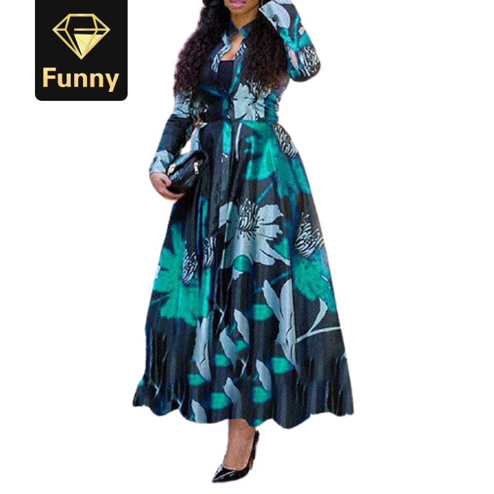 2021 High quality Dresses for Women  Dress Plus Size Dashiki Print Long Africa Dress  Clothes Robe