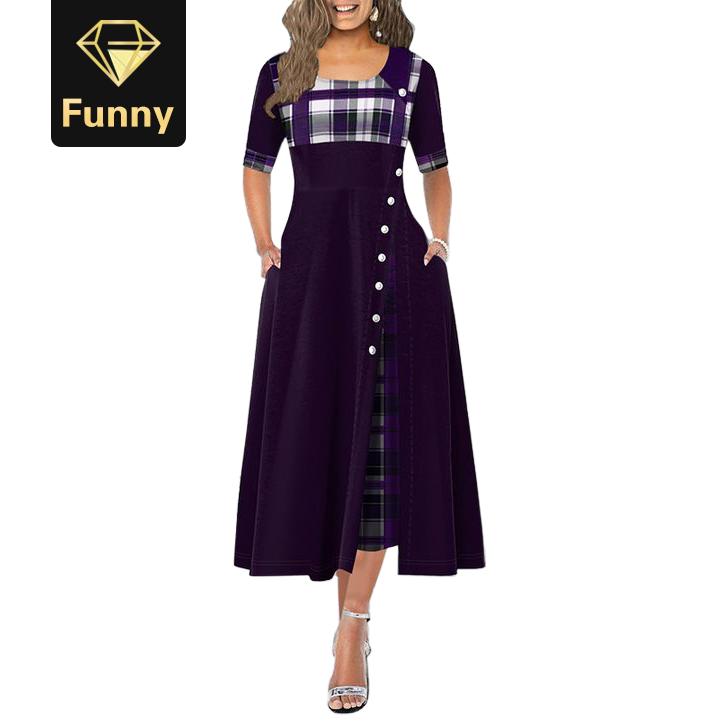 2021 High quality Long Dress Women Print Party Dress Irregular Dresses Ladies Button fashion Dress