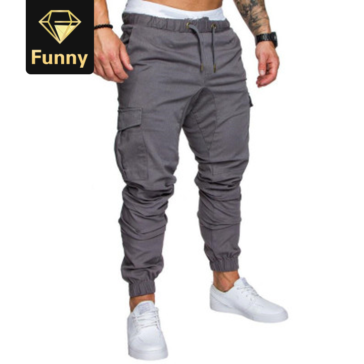 2021 High quality Men Sweatpants Casual Male Sportswear Solid Multi-pocket Cargo Trousers   Pants