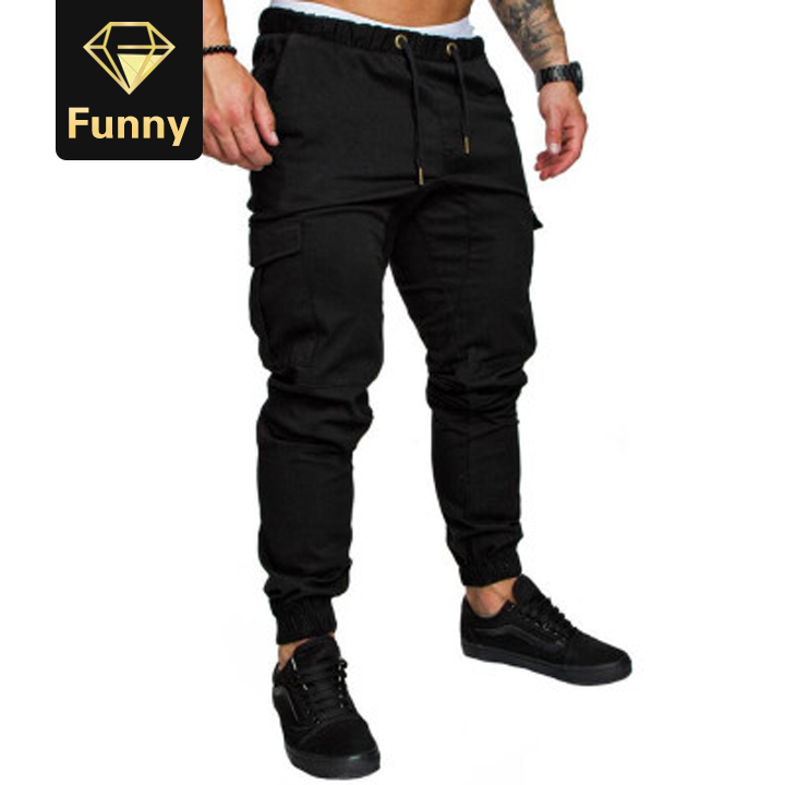 2021 High quality Men Sweatpants Casual Male Sportswear Solid Multi-pocket Cargo Trousers   Pants