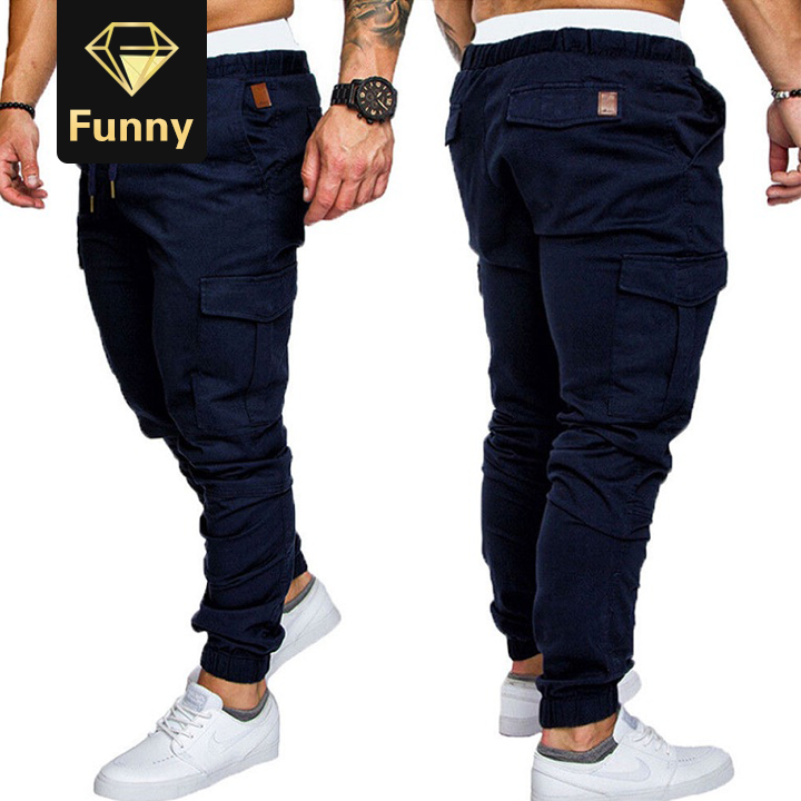 2021 High quality Men Sweatpants Casual Male Sportswear Solid Multi-pocket Cargo Trousers   Pants