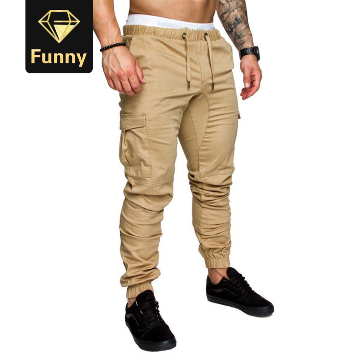 2021 High quality Men Sweatpants Casual Male Sportswear Solid Multi-pocket Cargo Trousers   Pants