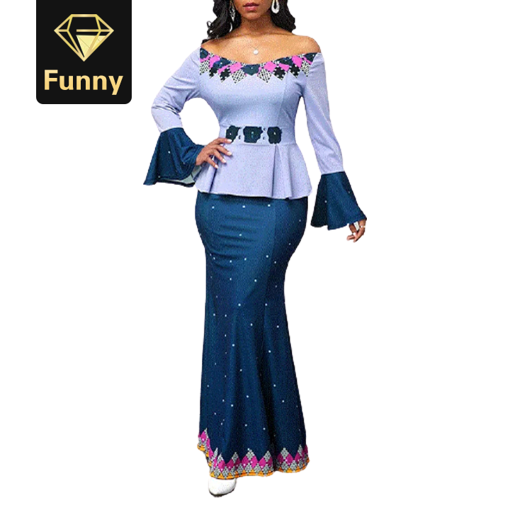 2021 High quality Print Dashiki Dresses For Women Long Dress Ladies Patchwork Color Clothes