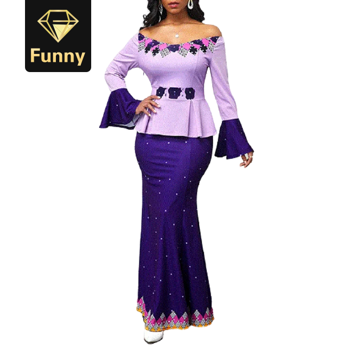 2021 High quality Print Dashiki Dresses For Women Long Dress Ladies Patchwork Color Clothes