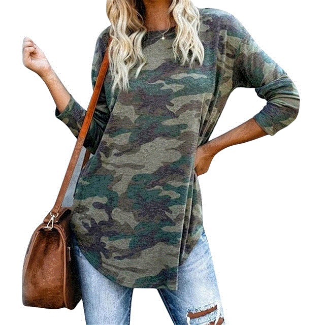 2021 High quality Camouflage Print Women Long Sleeve Slim T-Shirt Fashion O Neck Lady Sexy Tops Casual Female T Shirt