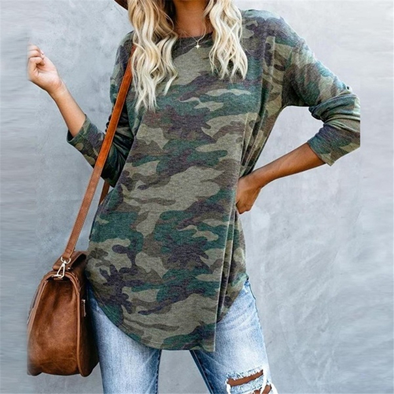 2021 High quality Camouflage Print Women Long Sleeve Slim T-Shirt Fashion O Neck Lady Sexy Tops Casual Female T Shirt