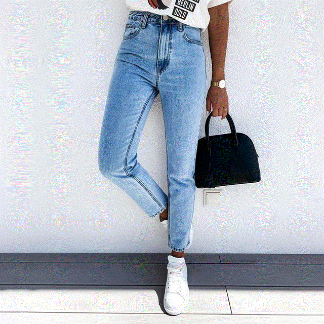 2021 High quality High Waist Women's Jeans Classic Pencil Pants Women Skinny Autumn Long Jean Female Denim Trousers