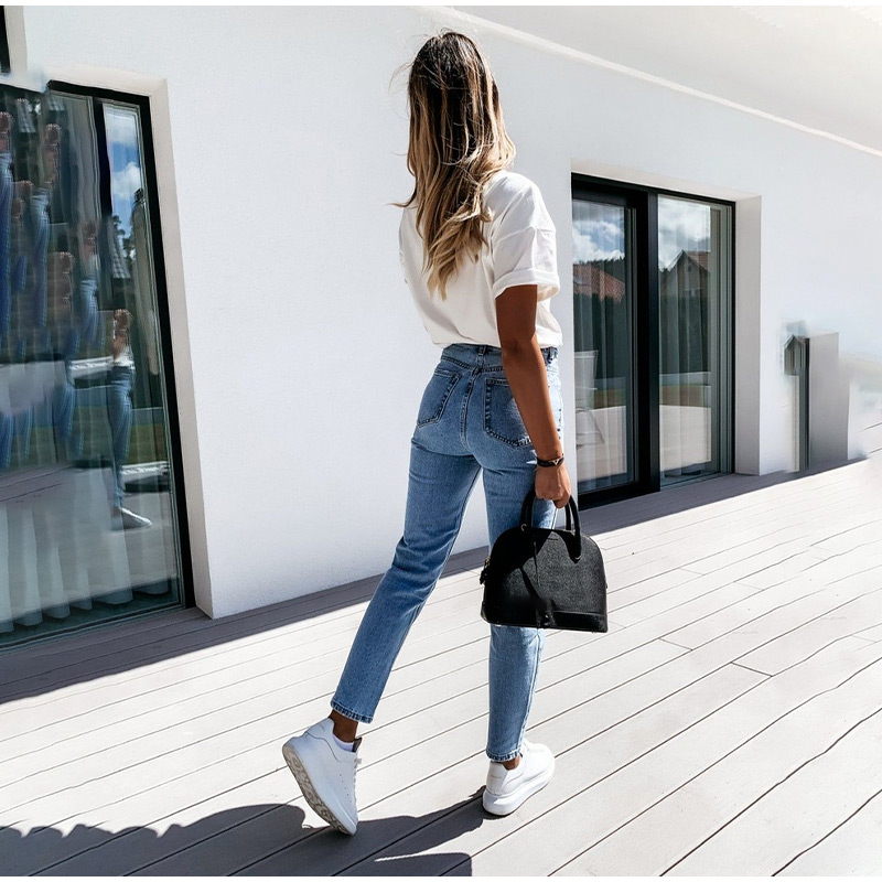 2021 High quality High Waist Women's Jeans Classic Pencil Pants Women Skinny Autumn Long Jean Female Denim Trousers