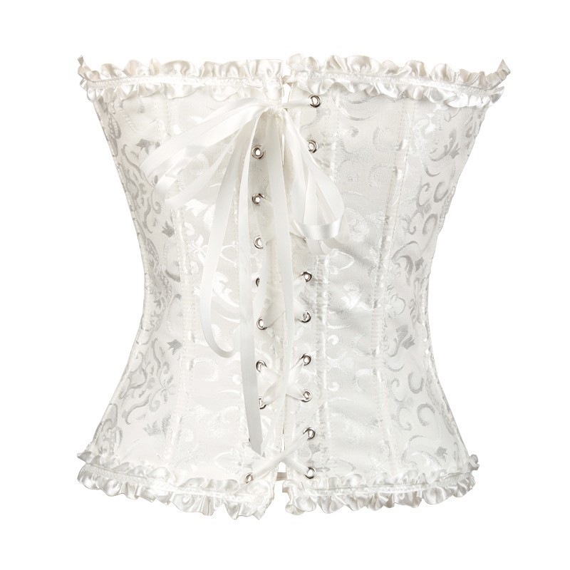 2021 High quality Women Sexy Slim Burlesque Satin Body Shaper Strapless Overbust Boned Lace Bustier Overbust Plus Size