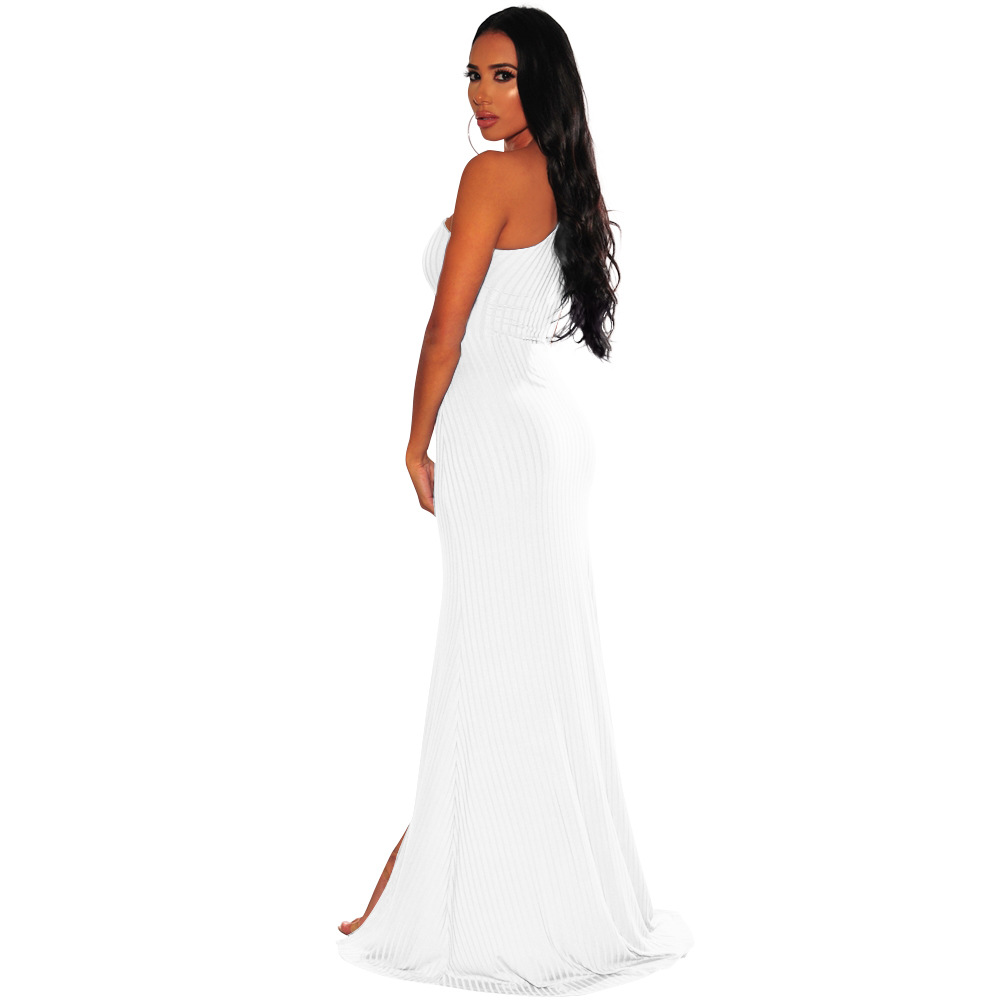 2021 High quality Summer Long Dress Strapless Open Fork Women Night Club Party Beach Maxi Dresses