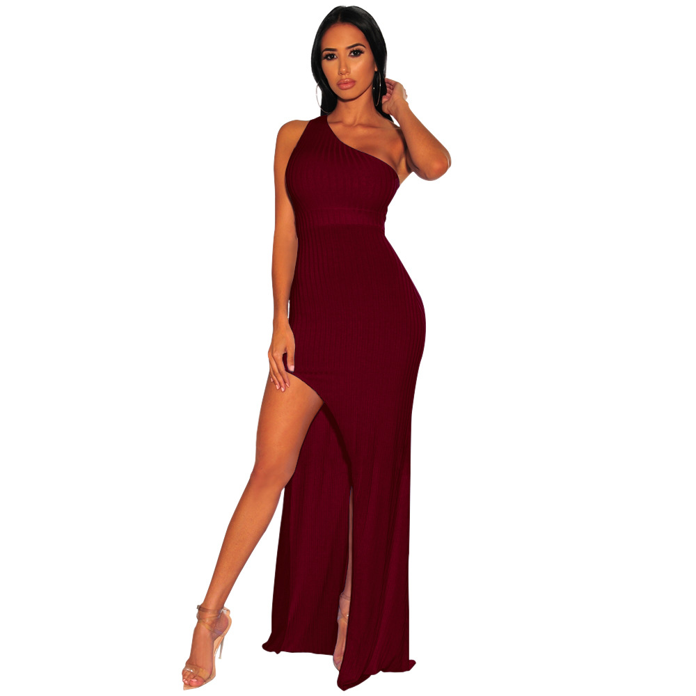 2021 High quality Summer Long Dress Strapless Open Fork Women Night Club Party Beach Maxi Dresses