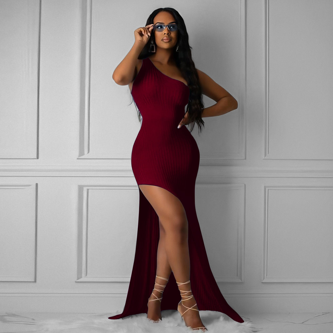 2021 High quality Summer Long Dress Strapless Open Fork Women Night Club Party Beach Maxi Dresses