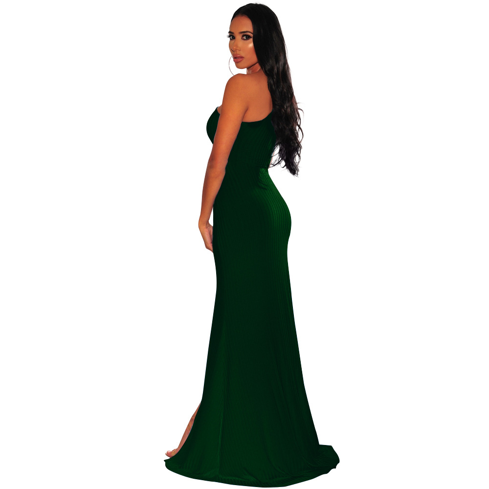 2021 High quality Summer Long Dress Strapless Open Fork Women Night Club Party Beach Maxi Dresses