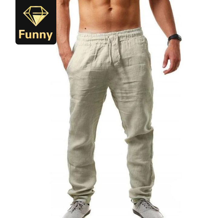 2021 High quality Hot sale New Men's Cotton Linen Pants Male Summer Breathable Linen Trousers
