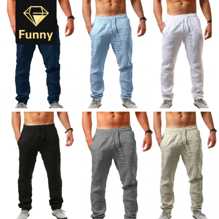 2021 High quality Hot sale New Men's Cotton Linen Pants Male Summer Breathable Linen Trousers