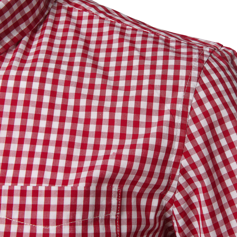 2021 High quality Small Plaid Shirt Men Summer Short Sleeve Cotton Mens Dress Shirts  Down Shirts
