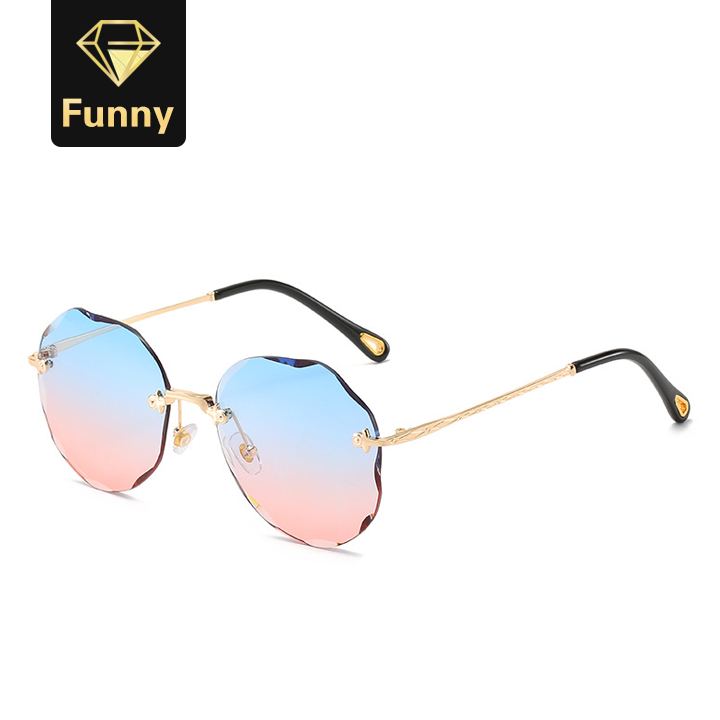2021 High quality Sunglasses Women Gradient Shades Sun Glasses Ladies Vintage Framless Eyewear
