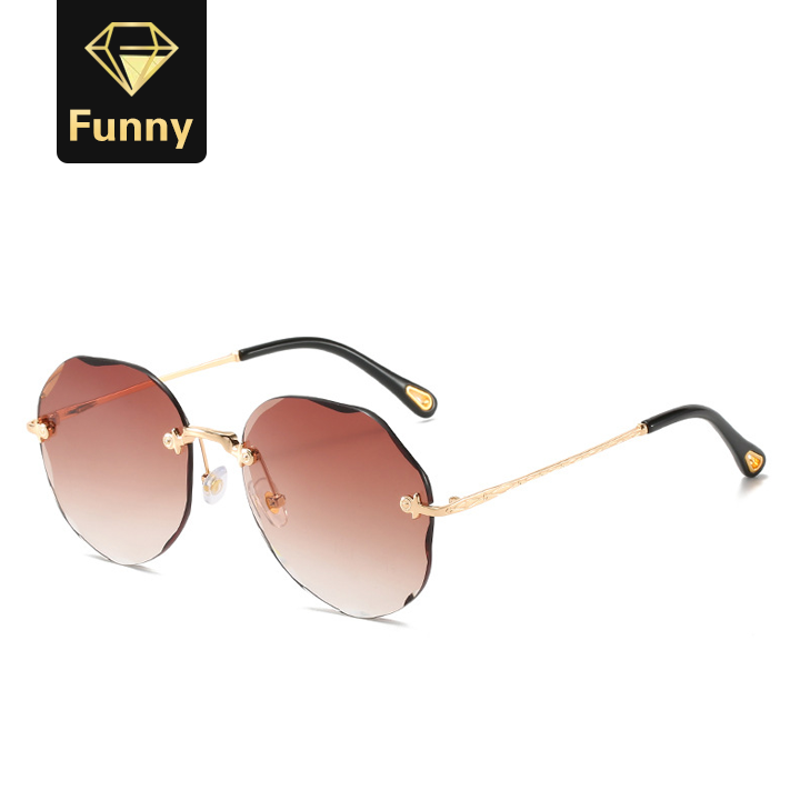 2021 High quality Sunglasses Women Gradient Shades Sun Glasses Ladies Vintage Framless Eyewear