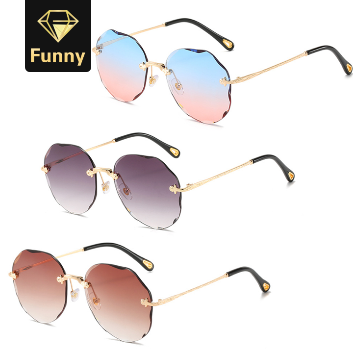 2021 High quality Sunglasses Women Gradient Shades Sun Glasses Ladies Vintage Framless Eyewear