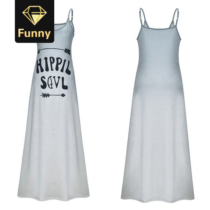 2021 High quality Casual Women Sexy Robe Summer  Sleeveless V-neck Printed Long Dress Maxi Dress