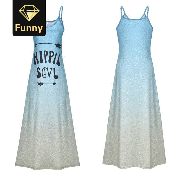 2021 High quality Casual Women Sexy Robe Summer  Sleeveless V-neck Printed Long Dress Maxi Dress