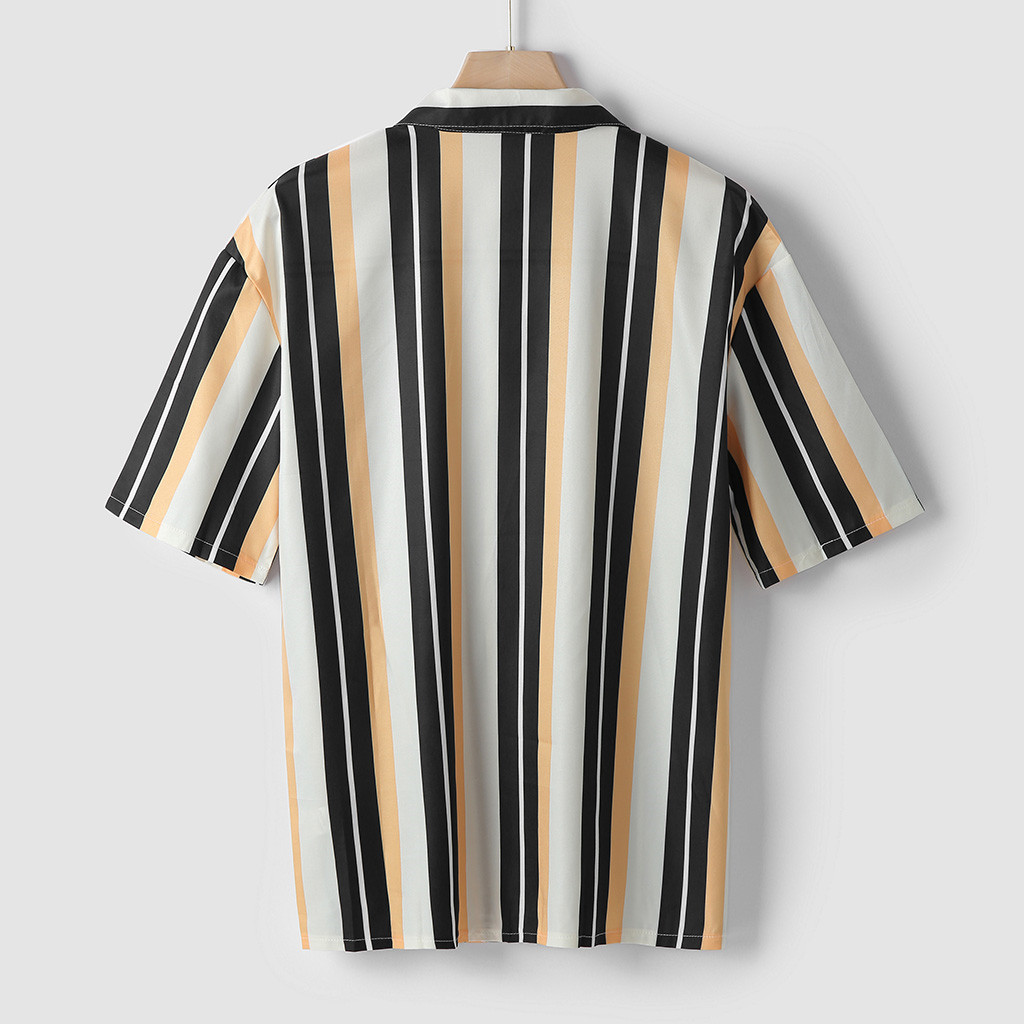 2021 High quality Men Summer Short Sleeve Loose Buttons Casual Shirts Blouse Beach Hawaii Camicia Shirts