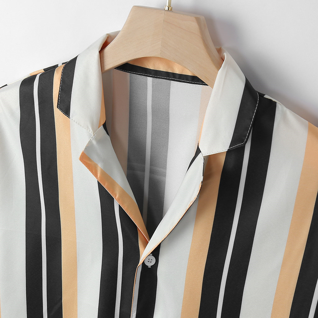 2021 High quality Men Summer Short Sleeve Loose Buttons Casual Shirts Blouse Beach Hawaii Camicia Shirts