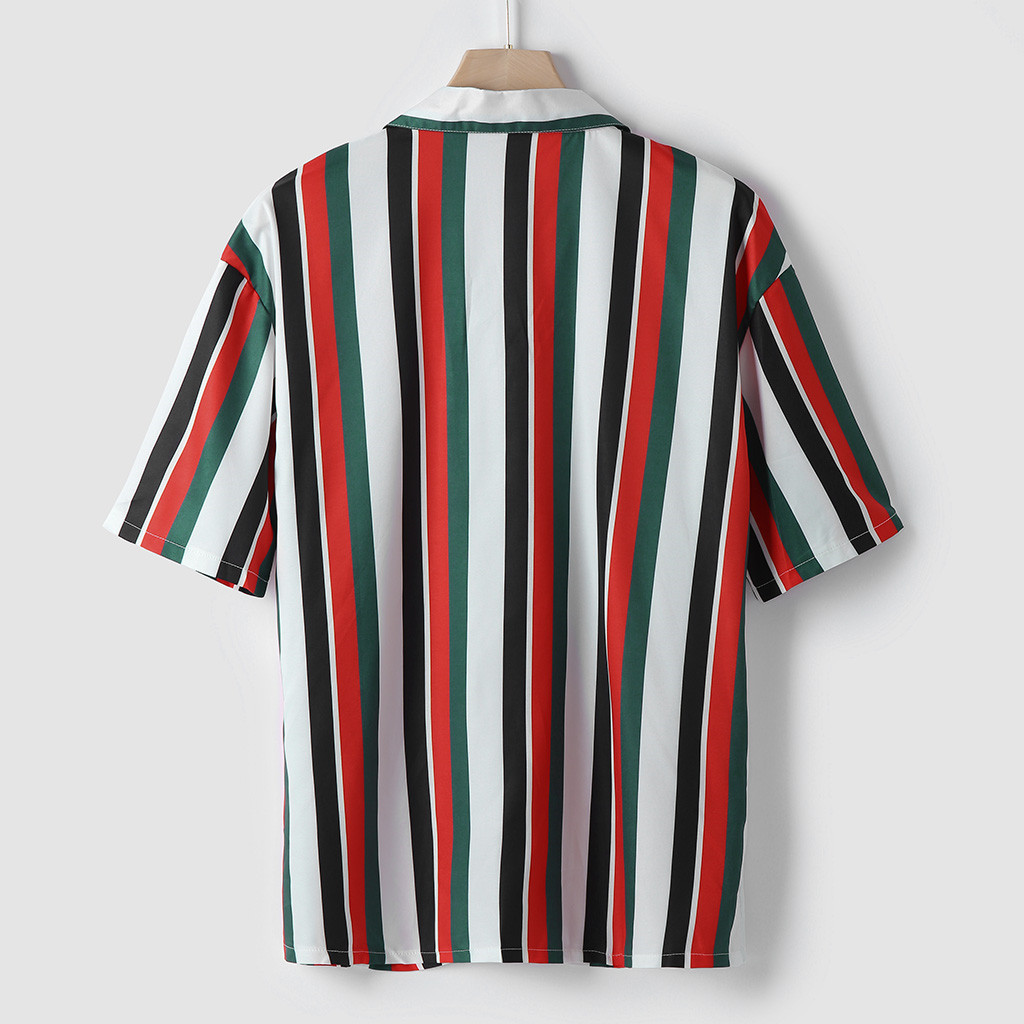 2021 High quality Men Summer Short Sleeve Loose Buttons Casual Shirts Blouse Beach Hawaii Camicia Shirts