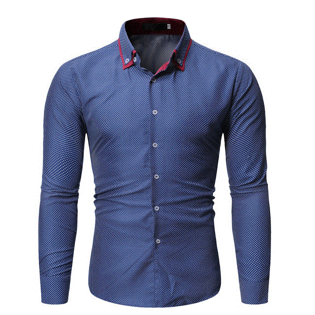 2021 High quality Men Fashion Casual Long Sleeved Printed Shirts Slim Fit Male Social Business Shirt Men Clothing