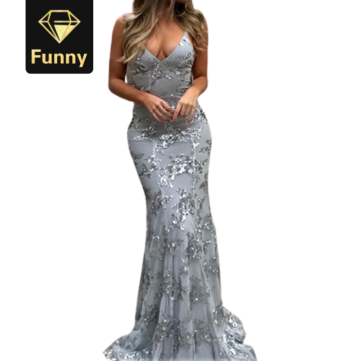 2021 High quality Fashion Sexy Women Lady Sling Sleeveless Deep-V Party Formal Long Maxi  Dresses