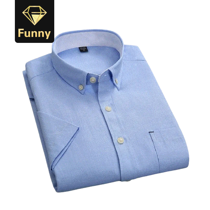 2021 High quality Men Fabric Shirts Turn Down Collar Front Button Short Sleeve Summer Shirts