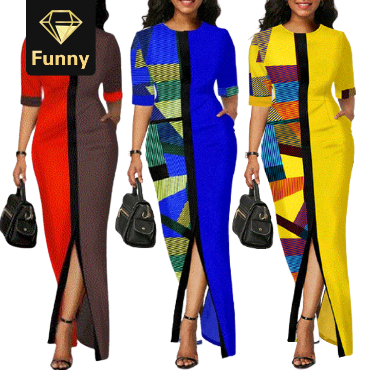 2021 High quality African Dresses for Women printing African Clothes Plus Size Summer Long Dress