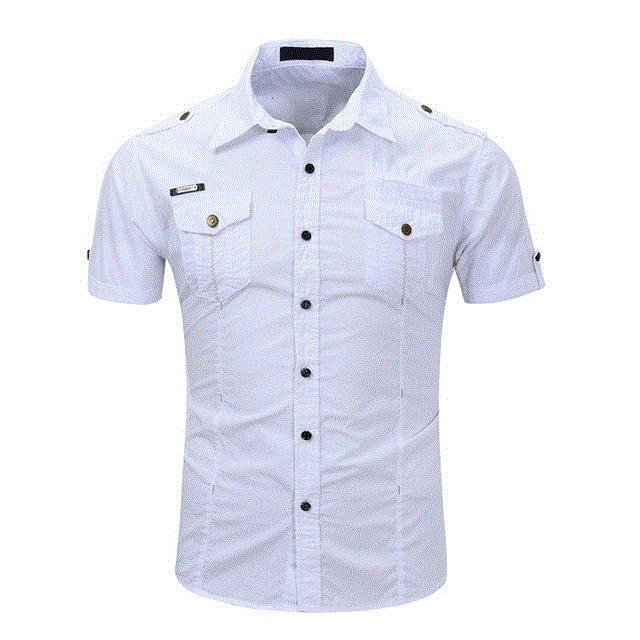 2021 High quality Men Casual Shirt Short Sleeve Cotton Spring Business Office Slim Summer Shirt Blue Loose Shirts