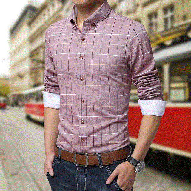 2021 High quality Plaid Shirts Men Spring Long Sleeve Masculina Casual Shirt Slim Fit Men Dress Shirt Hombre Plus Size