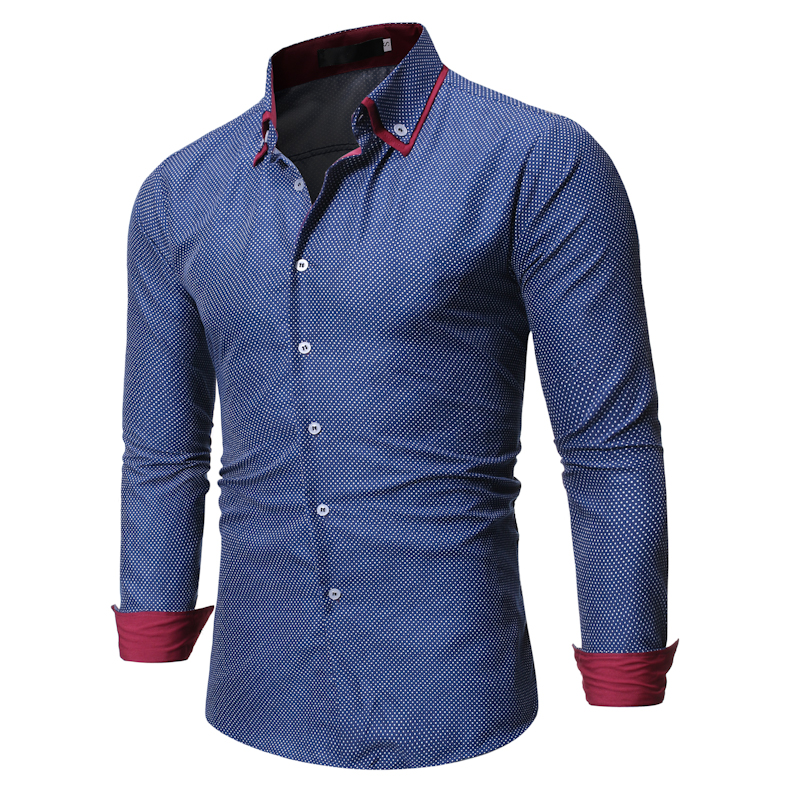 2021 High quality Men Fashion Casual Long Sleeved Printed Shirts Slim Fit Male Social Business Shirt Men Clothing